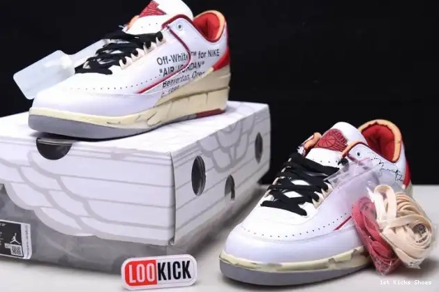 1st Kicks DJ4375-106 Retro 2 White SP Low Red Off-White Jordan 0501